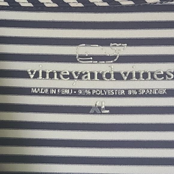 Vineyard Vines Men's Blue & White Striped Short Sleeve N Patch Polo Shirt XL - Picture 2 of 9